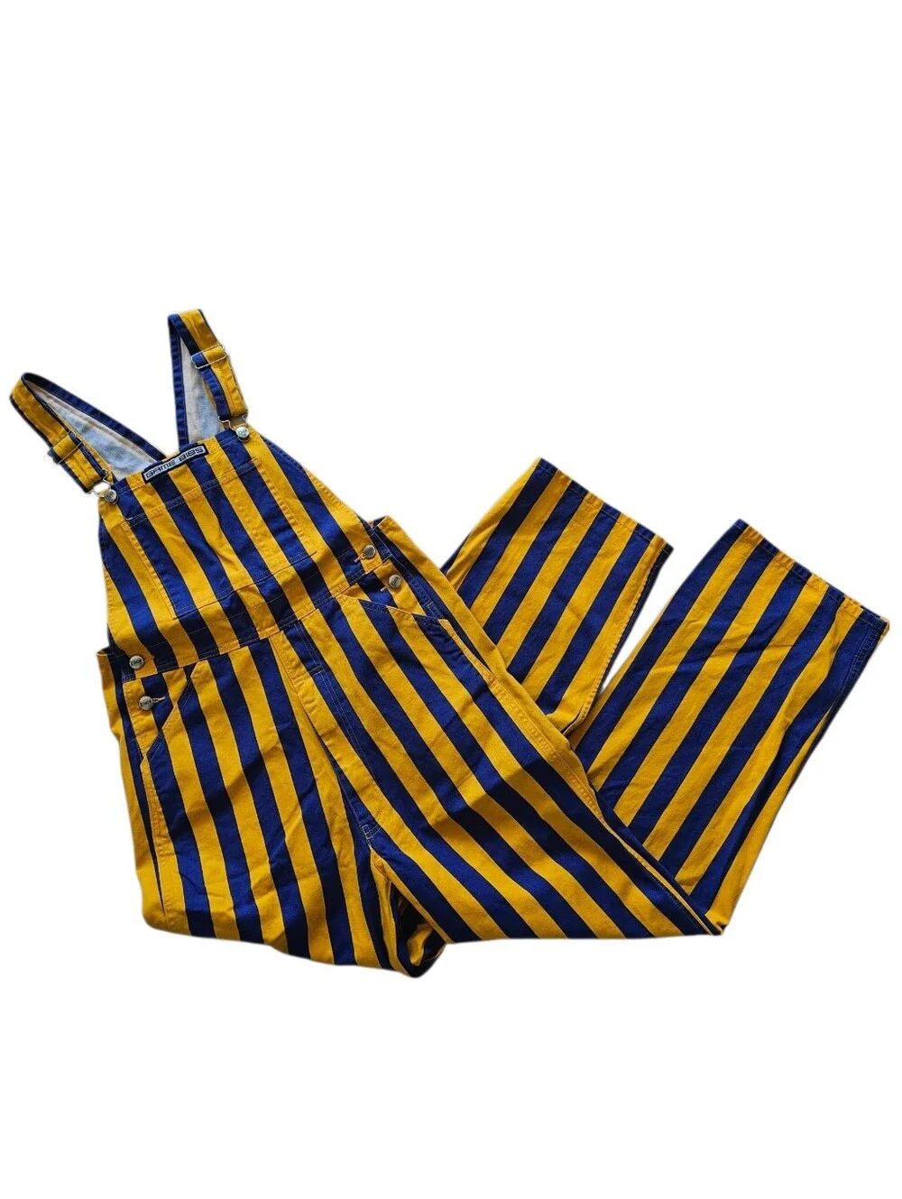 Game Bibs Overall Striped Unisex Blue Yellow